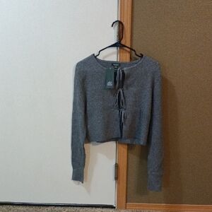 Wild Fable Gray Knit Sweater with Tie Detail